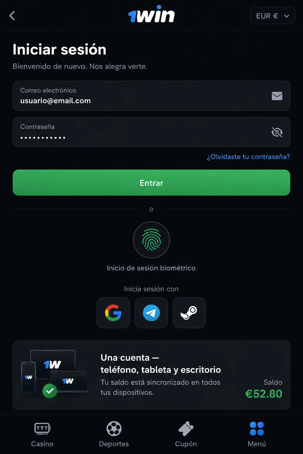1win app — una cuenta para la aplicación y el sitio web