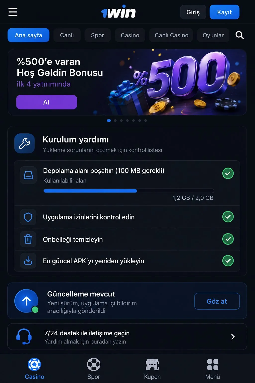 Kurulum takıldığında işe yarayan 1win çözümleri — 1win app