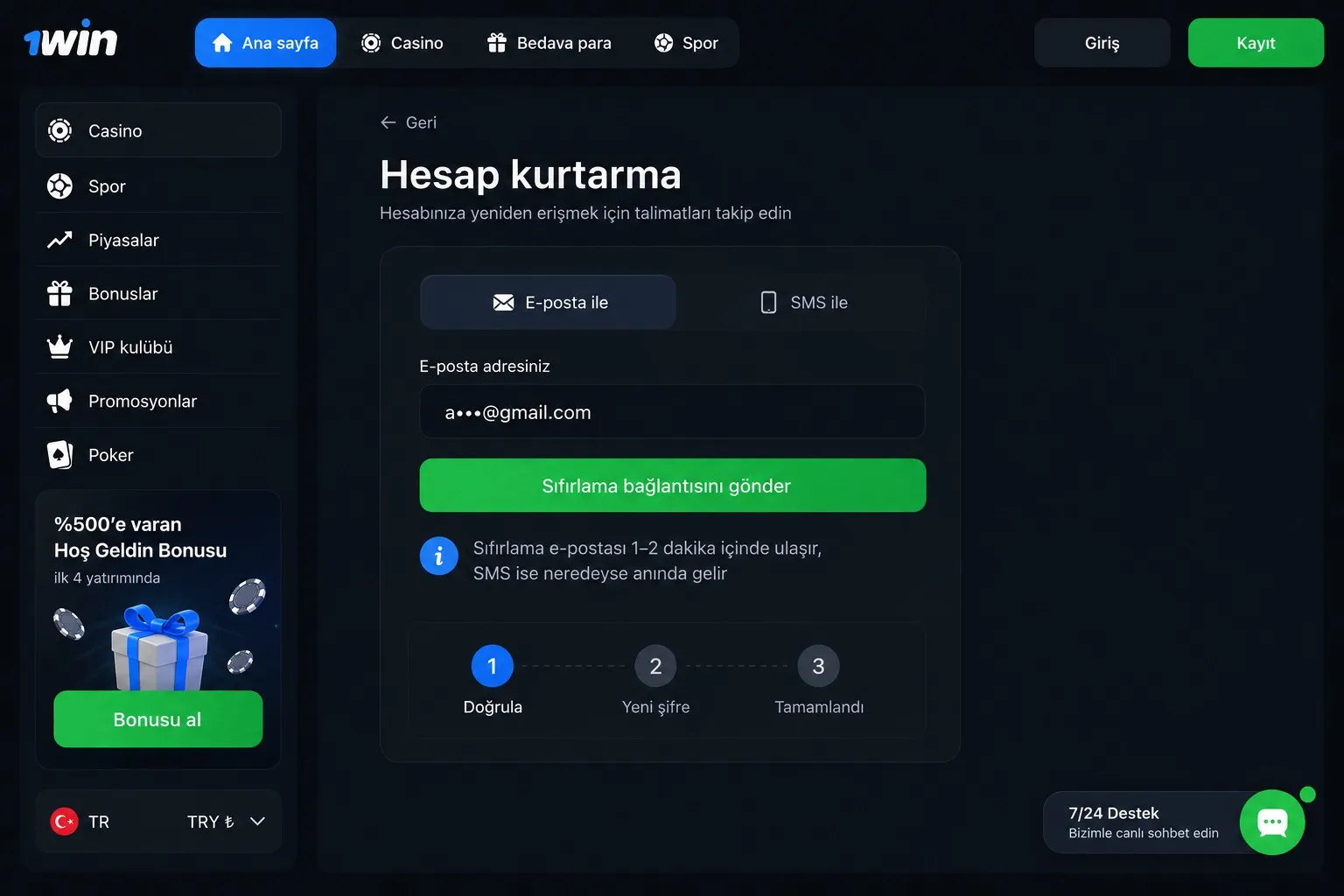 1win login hataları: destek talebi açmadan çözüm — 1win giriş